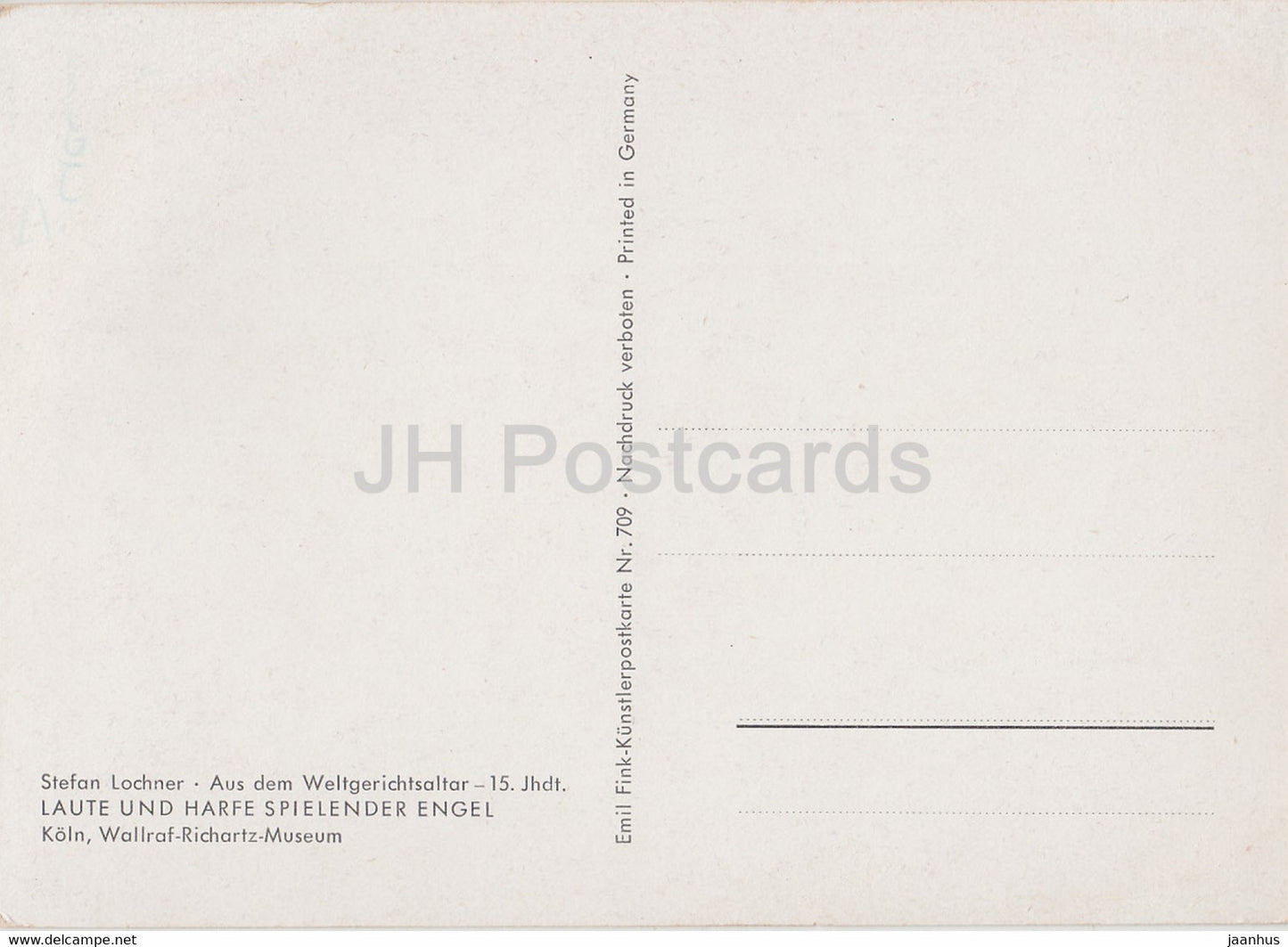 painting by Stefan Lochner - Laute und Harfe Spielender Engel - lute - harp - music - German art - Germany - unused