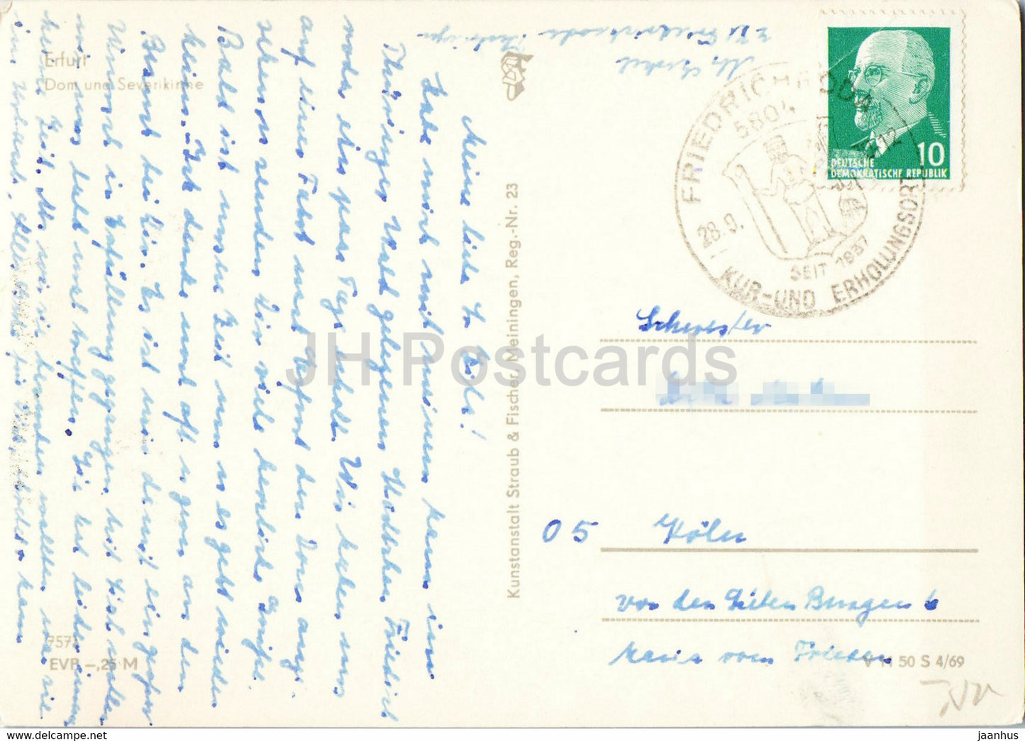 Erfurt - Dom u Severikirche - cathedral - old postcard - Germany DDR - used