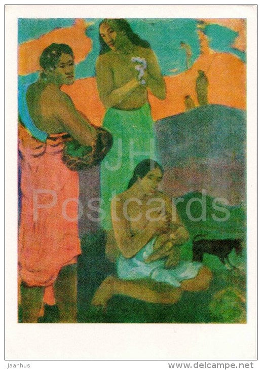 painting by Paul Gauguin - Women on the Beach , 1899 - baby - french art - unused - JH Postcards
