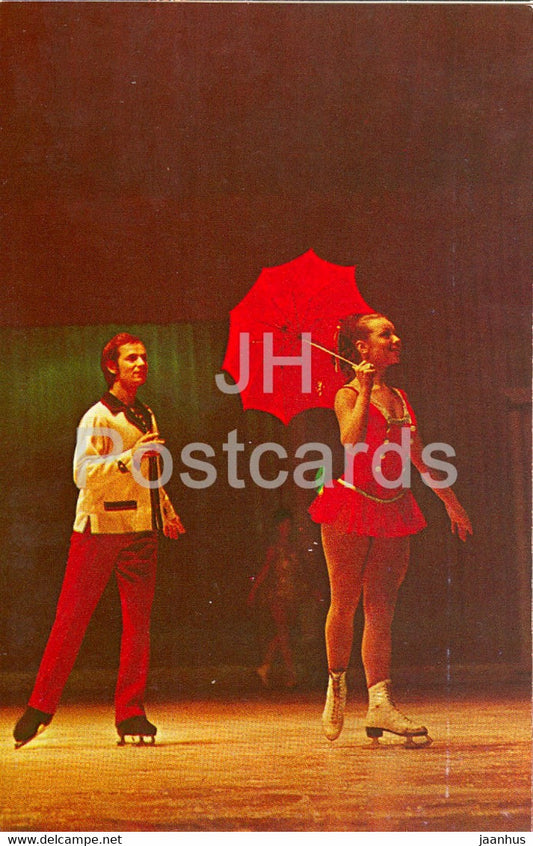 Moscow Ballet on Ice - Love to Dance - umbrella - figure skating - 1971 - Russia USSR - unused - JH Postcards