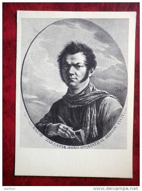 Painting by A.O. Orlowski - self-portrait - art - postcard printed in 1959 - Russia - USSR - unused - JH Postcards