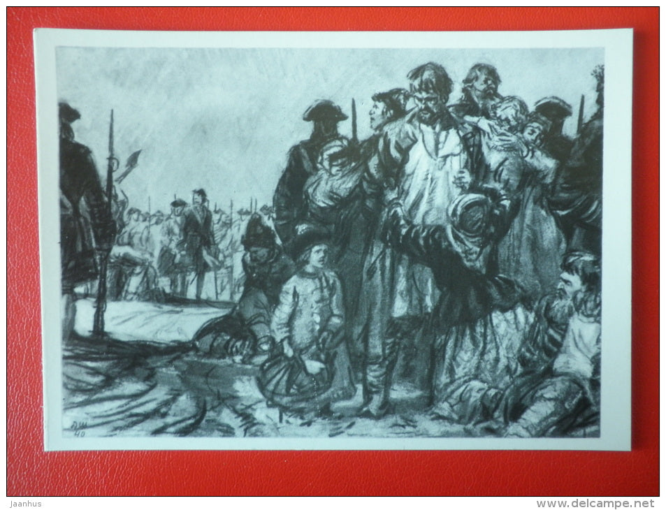 illustration by D. Shmarinov . Prisoners - Novel by A. Tolstoy Peter I - 1978 - Russia USSR - unused - JH Postcards