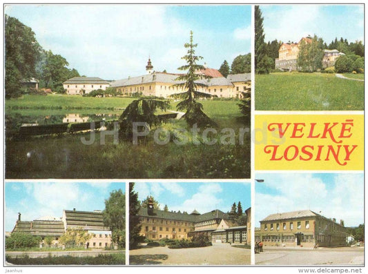 Velke Losiny - castle - spa - historical paper mill - hotel Praded - Czechoslovakia - Czech - used 1983 - JH Postcards