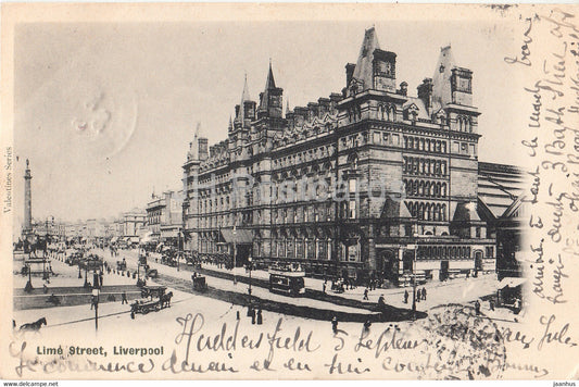 Liverpool - Lime Street - tram - old postcard - 1902 - England - United Kingdom - used - JH Postcards