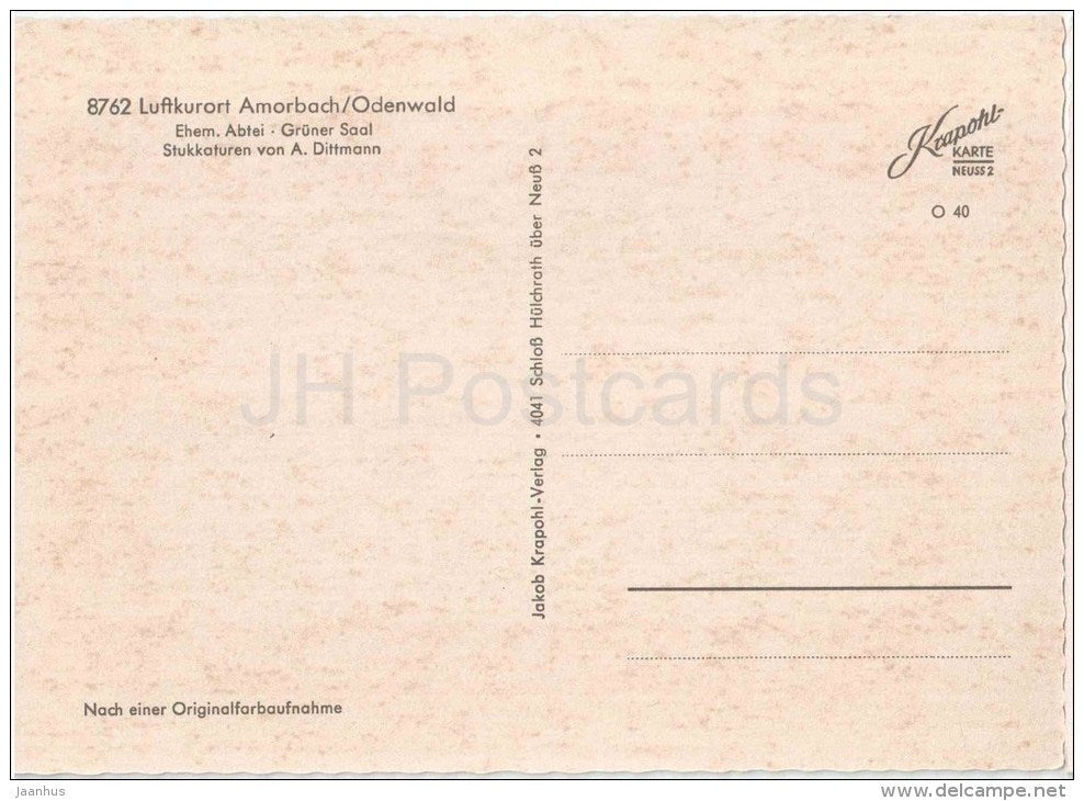 Luftkurort Amorbach , Odenwald - Ehem. Abtei , Grüner Saal - 8762 - Germany - nicht gelaufen - JH Postcards