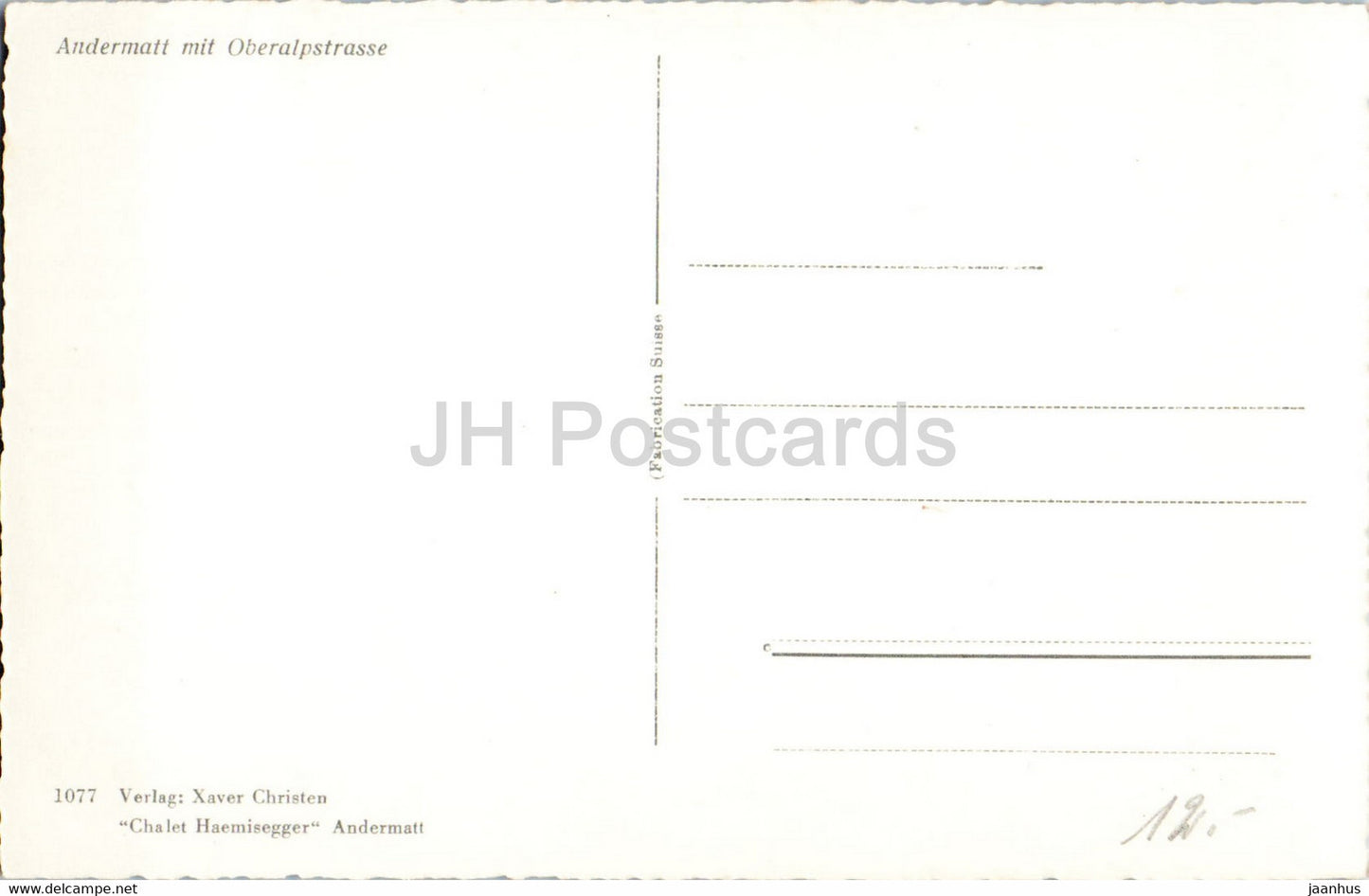 Andermatt mit Oberalpstrasse - 1077 - old postcard - Switzerland - unused