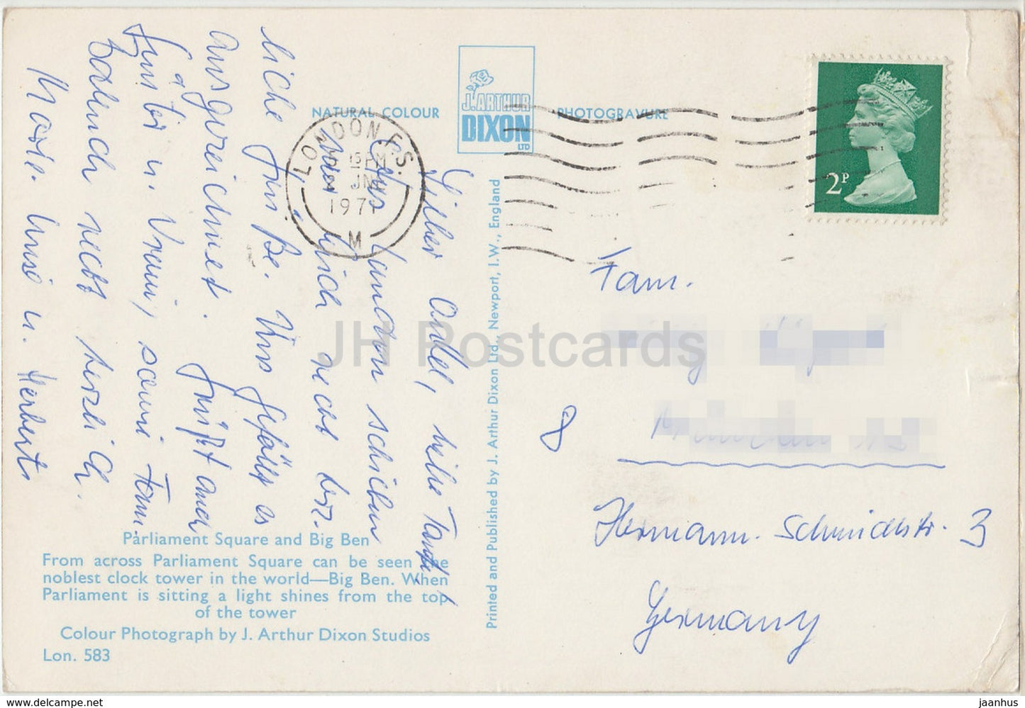 London - Parliament Square and Big Ben - 1971 - United Kingdom - England - used