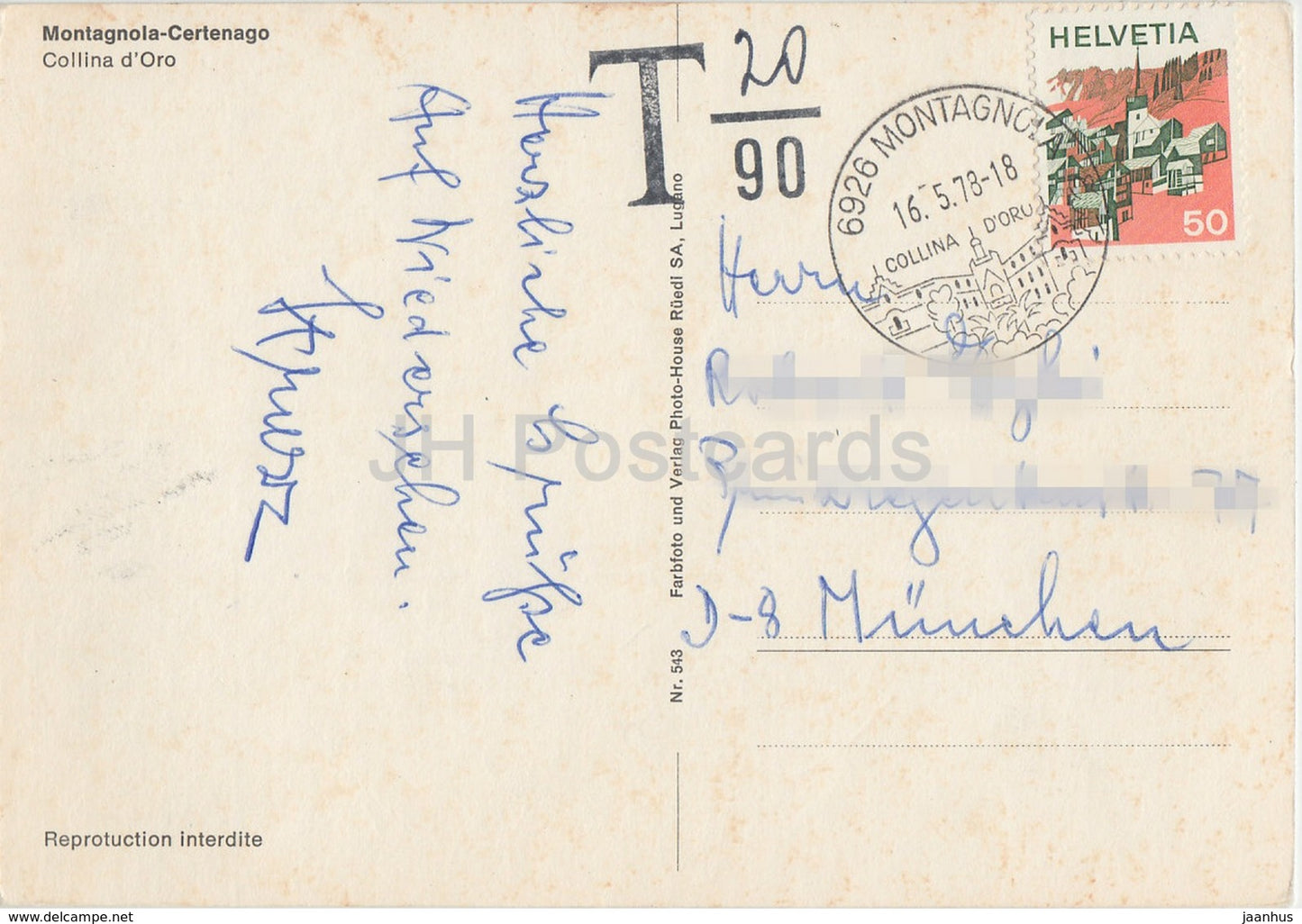 Montagnola - Certenago - Collina d'Oro - 1978 - Switzerland - used