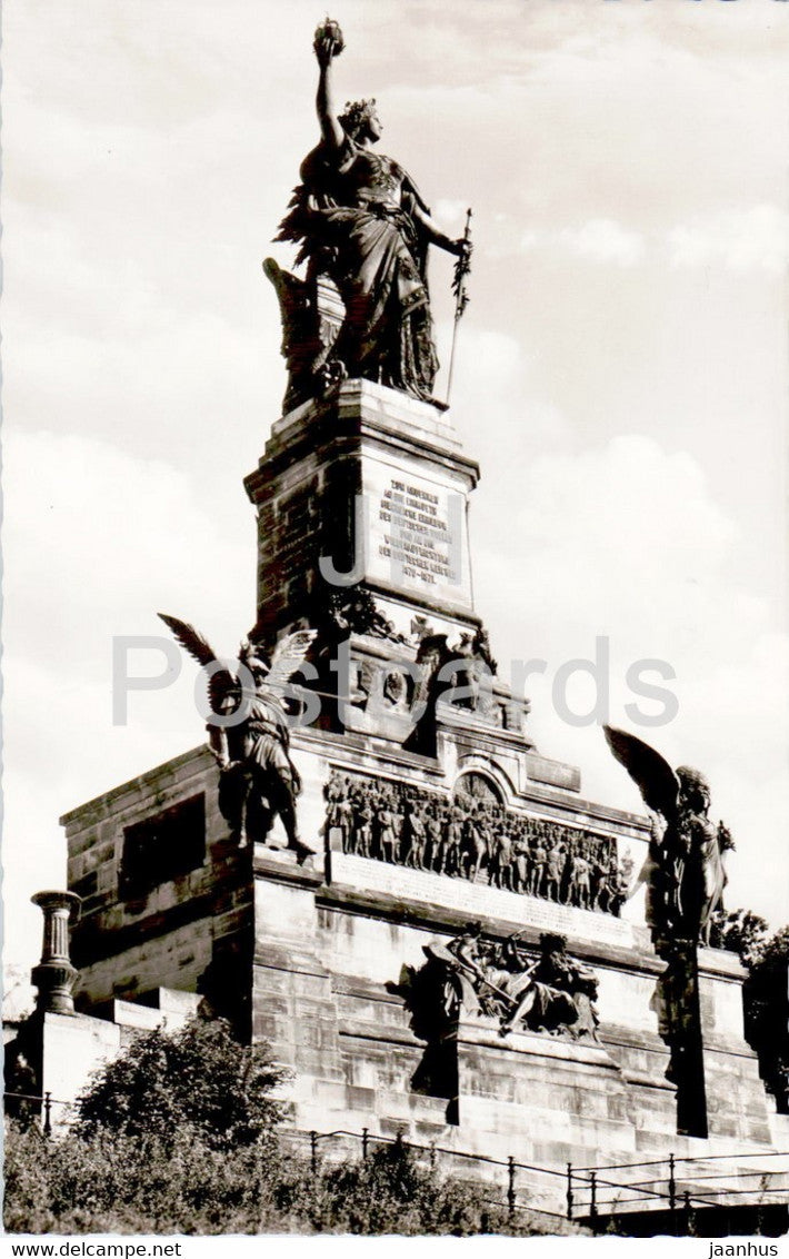Das Niederwalddenkmal bei Rudesheim am Rhein - monument - old postcard - 1955 - Germany - used - JH Postcards