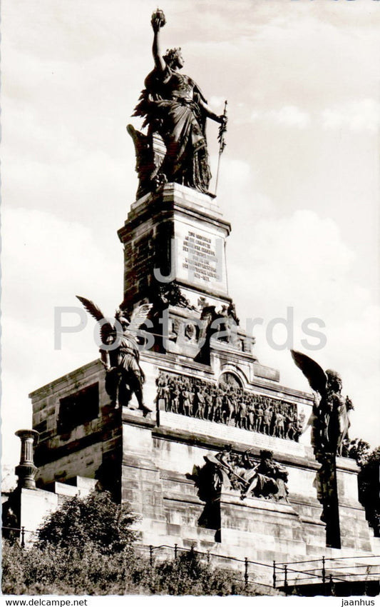 Das Niederwalddenkmal bei Rudesheim am Rhein - monument - old postcard - 1955 - Germany - used - JH Postcards
