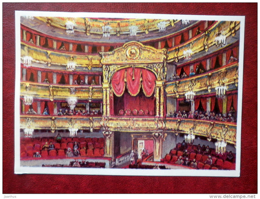 painting by A. Tsesevich , auditorium of the Bolshoi Theatre - Bolshoi Theatre, Moscow - russian art - unused - JH Postcards
