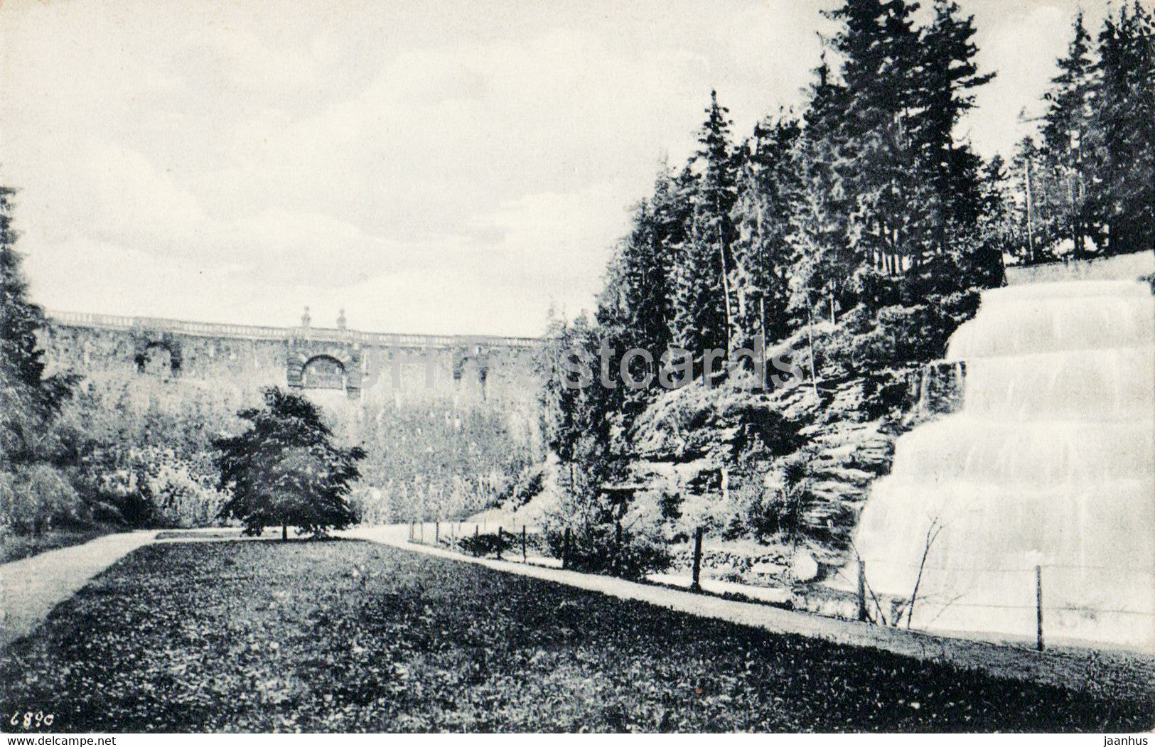 Gothaer Talsperre bei Tambach - Uberlauf mit Teilansicht der Sperrmauer - old postcard - Germany - unused - JH Postcards