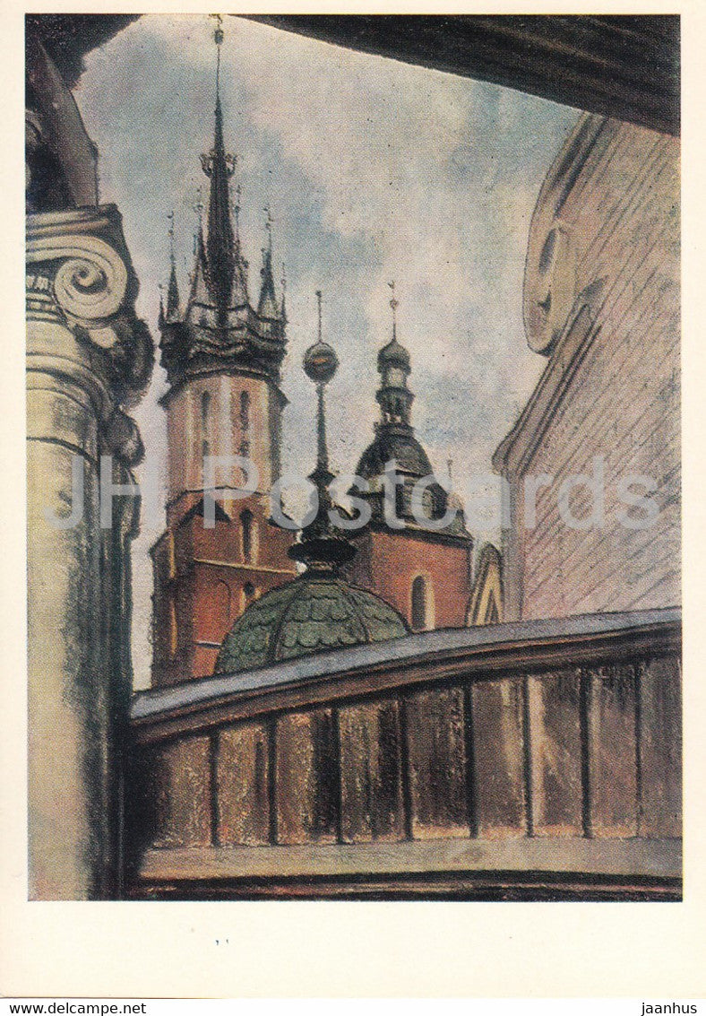 painting by Stanislaw Wyspianski - St. Mary's Basilica in Krakow - Polish art - 1981 - Russia USSR - unused - JH Postcards