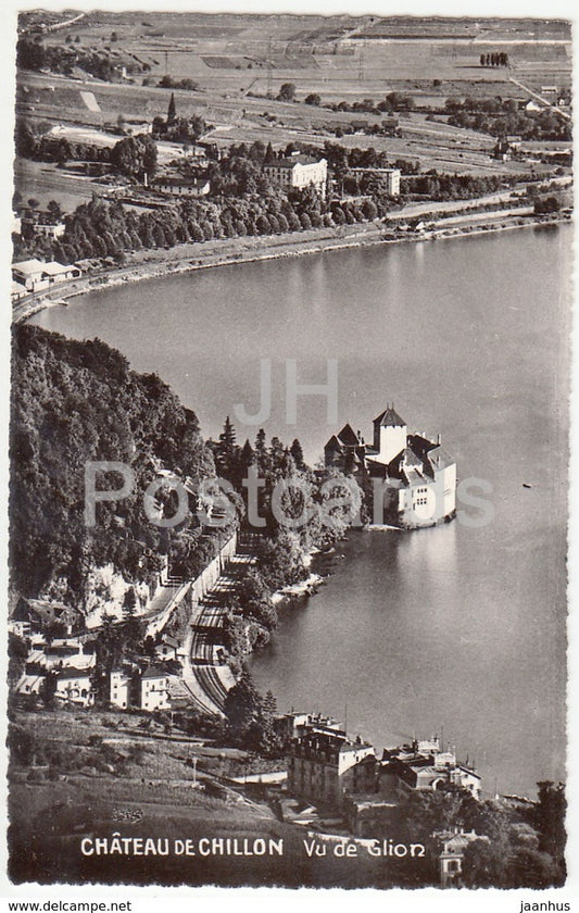 Chateau de Chillon - Vu de Glion - 1047 - Switzerland - 1958 - used - JH Postcards
