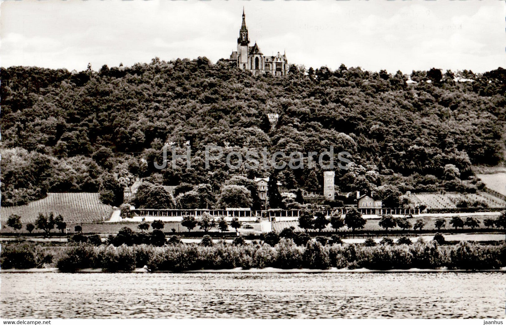 Rudesheim a Rhein - Konigshof Terrassen mit Rochus Kapelle - old postcard - Germany - unused - JH Postcards