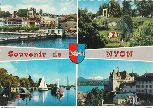 Souvenir de Nyon - sailing boat - castle - multiview - 2974 - Switzerland - unused - JH Postcards