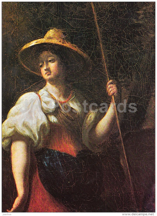 painting by Karel Skreta - Jacob visiting Laban , Rachel , 1643 - Czech art - large format card - Czech - unused - JH Postcards