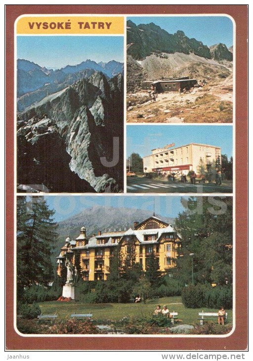 Javorov peaks - hotel Udernik - hotel Grand - High Tatras - Vysoke Tatry - Czechoslovakia - Slovakia - unused - JH Postcards