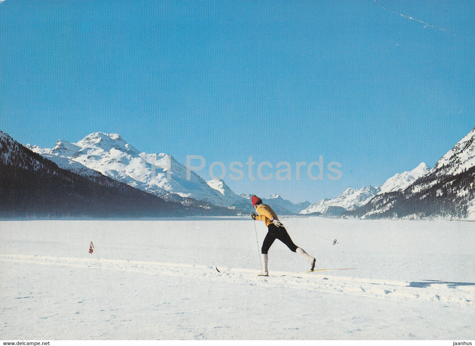 Langlaufer am Silvaplanersee - Oberengadin - skiing - 75 - 1974 - Switzerland - used - JH Postcards
