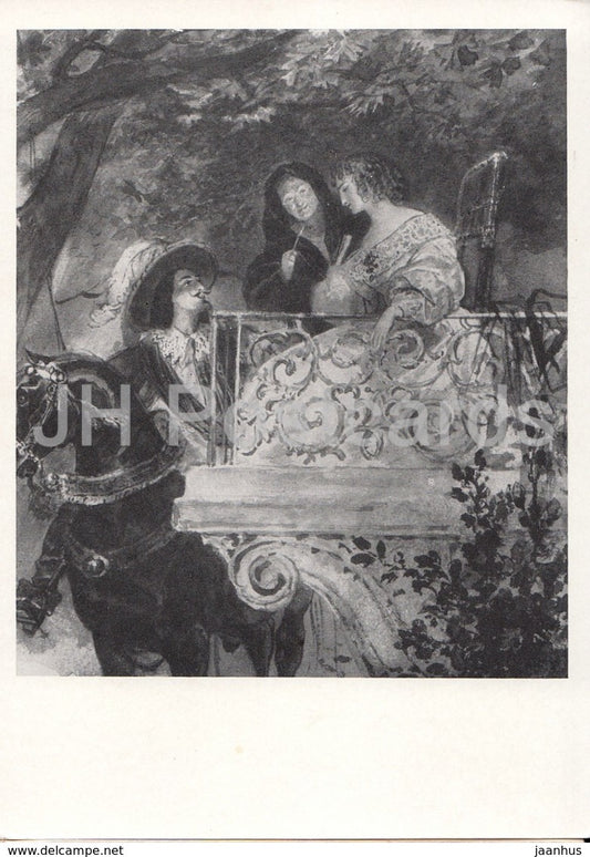 painting by K. Bryullov - Ladies on the balcony - Russian art - 1960 - Russia USSR - unused - JH Postcards