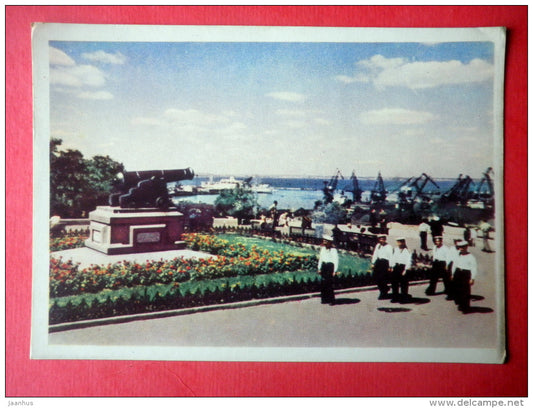 Primorsky Boulevard - cannon - sailors - Odessa - 1959 - Ukraine USSR - unused - JH Postcards