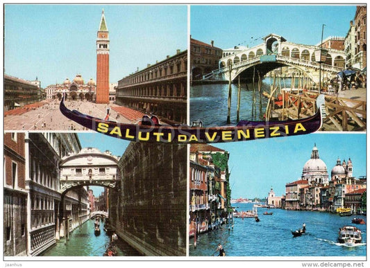 Saluti da Venezia - Ponte di Rialto - gondola - Veneto - 285 - Italia - Italy - sent from Italy to Germany - JH Postcards