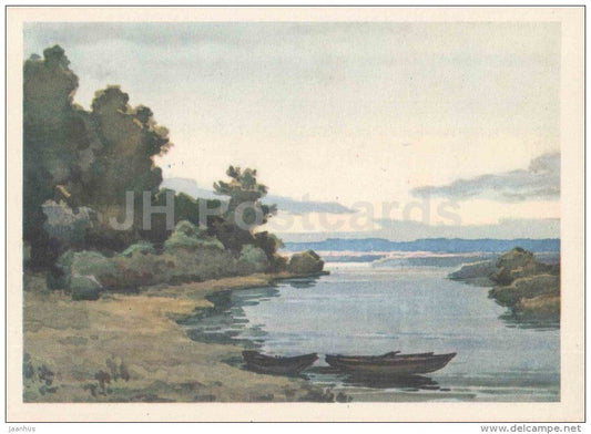 illustration by Zvontsov - Trigorskoye village - Mikhaylovskoye Pushkin Museum Reserve - 1958 - Russia USSR - unused - JH Postcards