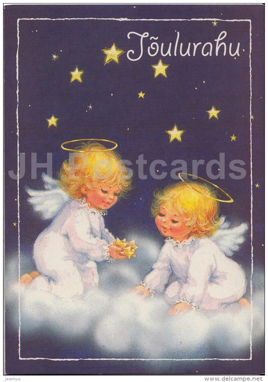 Christmas Greeting Card - angels - illustration - Estonia - used in 2000 - JH Postcards