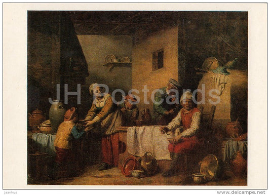 painting by Jean Joseph Verhaghen - In the Tavern , 1777 - Flemish art - Russia USSR - 1979 - unused - JH Postcards
