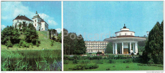 Olesky castle in Olesko - corner in the town park in Morshino - Carpathian Mountains - 1984 - Ukraine USSR - unused - JH Postcards