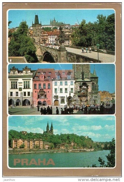 Praga - Praha - Prague castle - Charles bridge - Old Town square - Czechoslovakia - Czech - used 1991 - JH Postcards