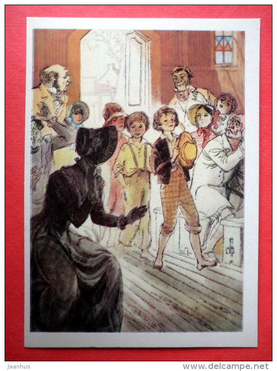 illustration by G. Mazurin - In the Church - The Adventures of Tom Sawyer by M. Twain - 1976 - Russia USSR - unused - JH Postcards