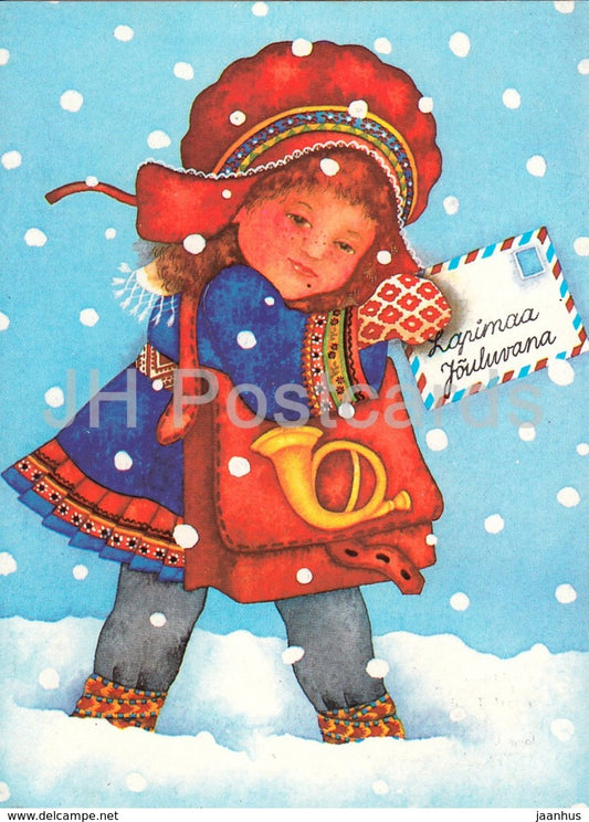 New Year Greeting Card by Viive Noor - Postman - 1989 - Estonia USSR - unused - JH Postcards