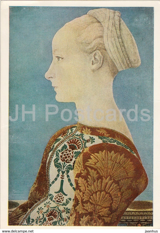 painting by Domenico Veneziano - Portrait of a Young Lady - Italian art - Germany DDR - unused - JH Postcards