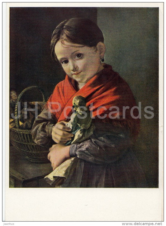 painting by V. Tropinin - Girl with a Doll , 1841 - Russian art - 1968 - Russia USSR - unused - JH Postcards