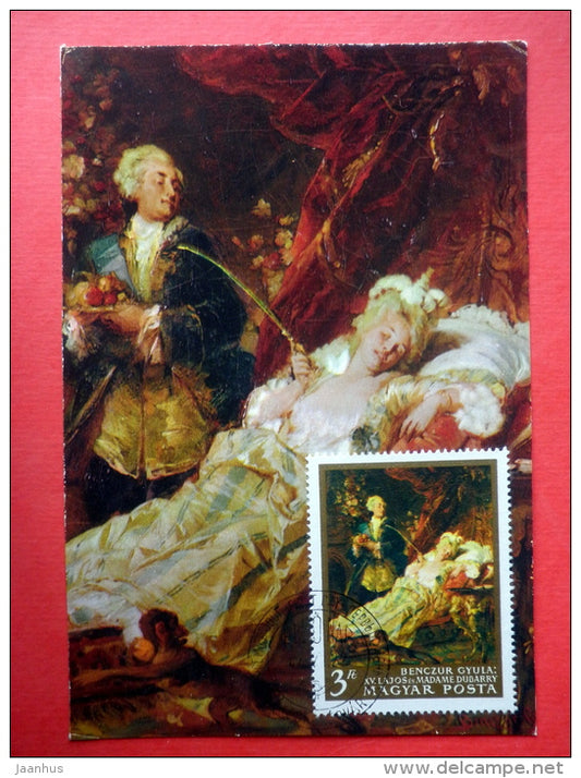 Maximum Card - painting by Benczur Gyula , King Louis XV and madame Dubarry - 1967 - Hungary - unused - JH Postcards