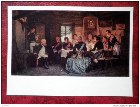 Painting by A. Kivshenko - Military Council at Filyakh in 1812 - Kutuzov - war - russian art - unused - JH Postcards