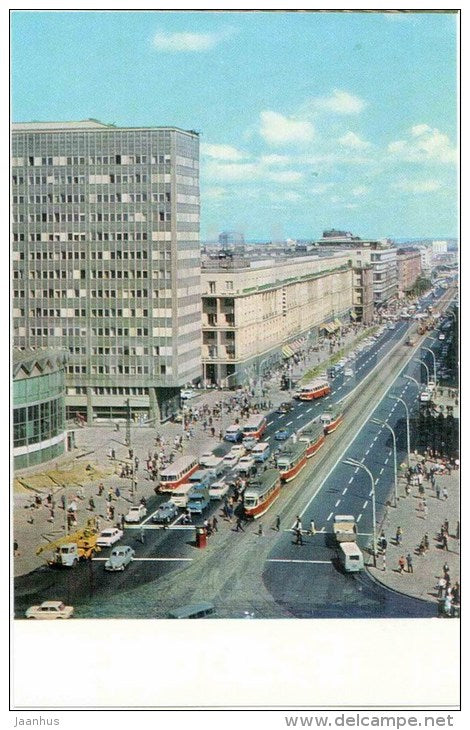 Jerusalem alley - tram - bus - Warsaw - Warszawa - 1972 - Poland - unused - JH Postcards