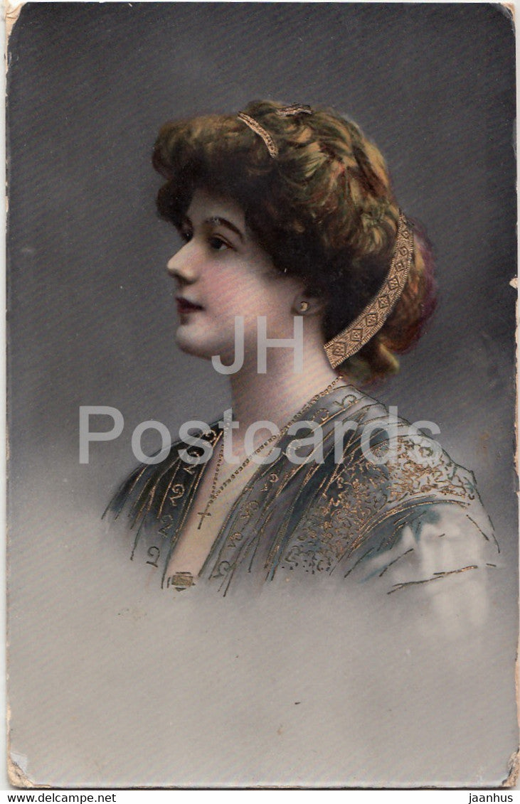 woman - Serie 1760 - old postcard - 1912 - used - JH Postcards