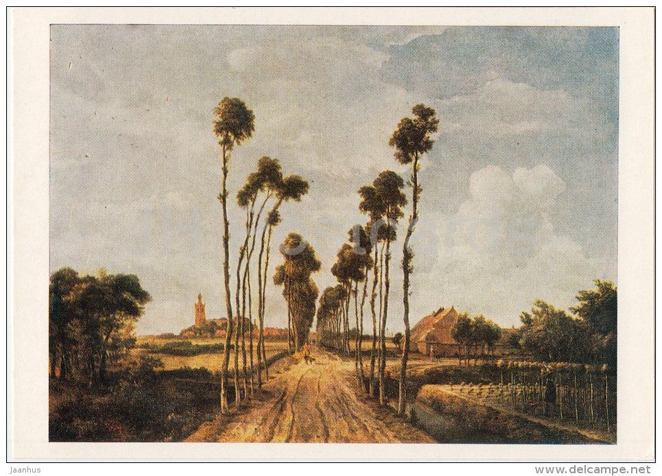 painting by Meindert Hobbema - The Alley at Middelharnis , 1689 - Dutch art - 1986 - Russia USSR - unused - JH Postcards