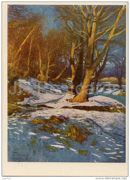 painting by J. Bokshay - Winter , 1927 - Ukrainian art - Ukraine USSR - 1964 - unused - JH Postcards