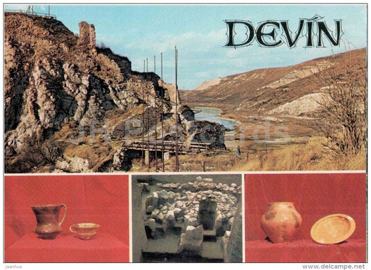 Devin castle - ceramics - bronze age - roman ceramics - archaeology - Czechoslovakia - Slovakia - unused - JH Postcards