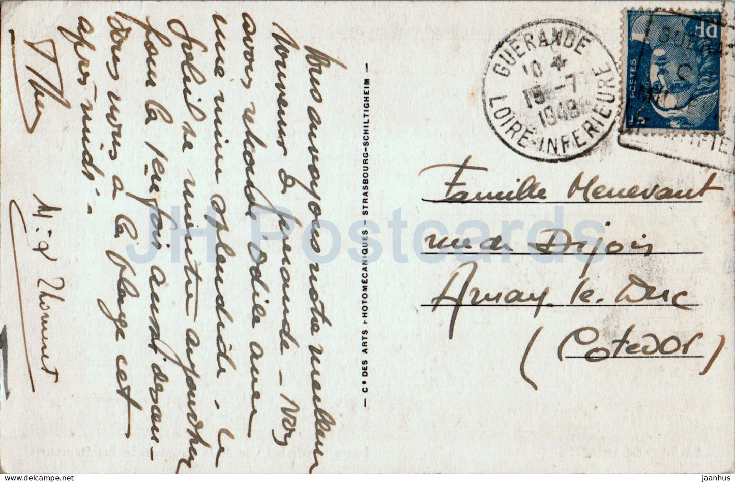 Guérande - Porte St Michel vue de la Promenade des Remparts - 70 - alte Postkarte - 1948 - Frankreich - gebraucht 