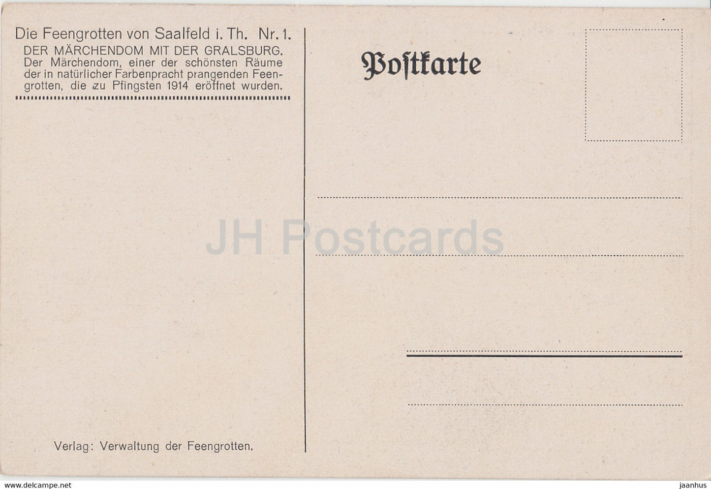 Feengrotten von Saalfeld in Th - Marchendom - cave - 1 - old postcard - Germany - unused