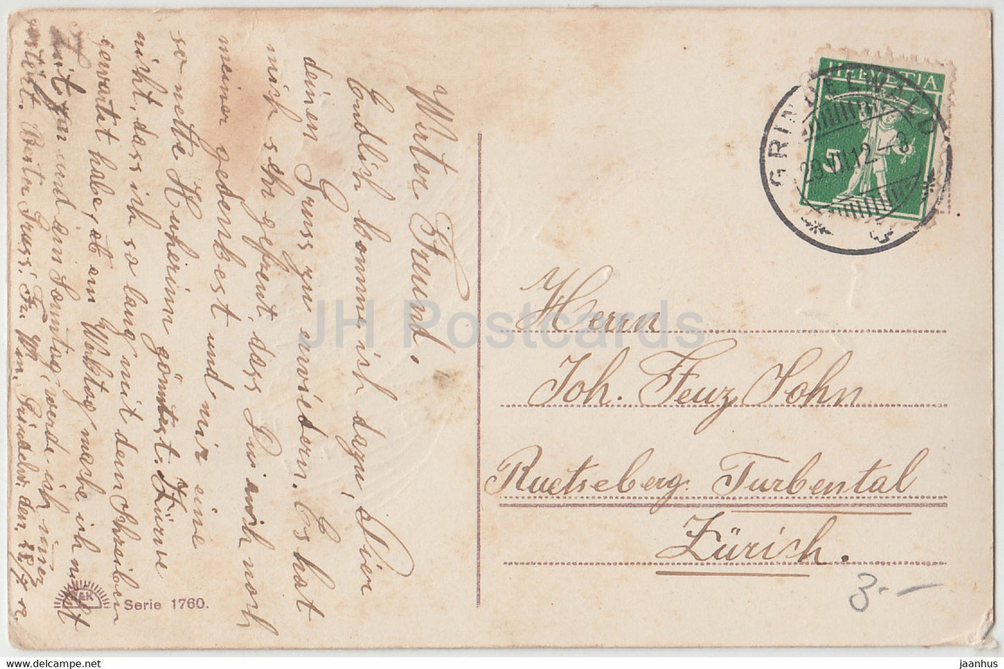 woman - Serie 1760 - old postcard - 1912 - used