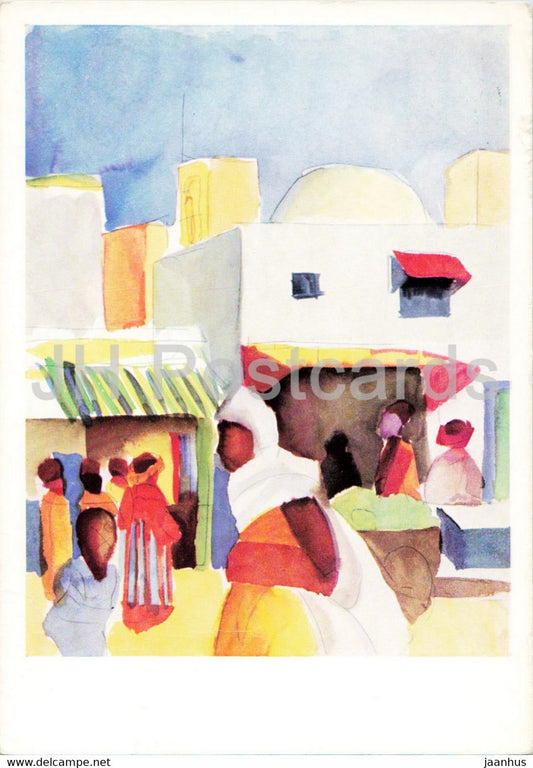 painting by August Macke - Markt in Tunis I - Market in Tunis - German art - 1972 - Germany - used - JH Postcards