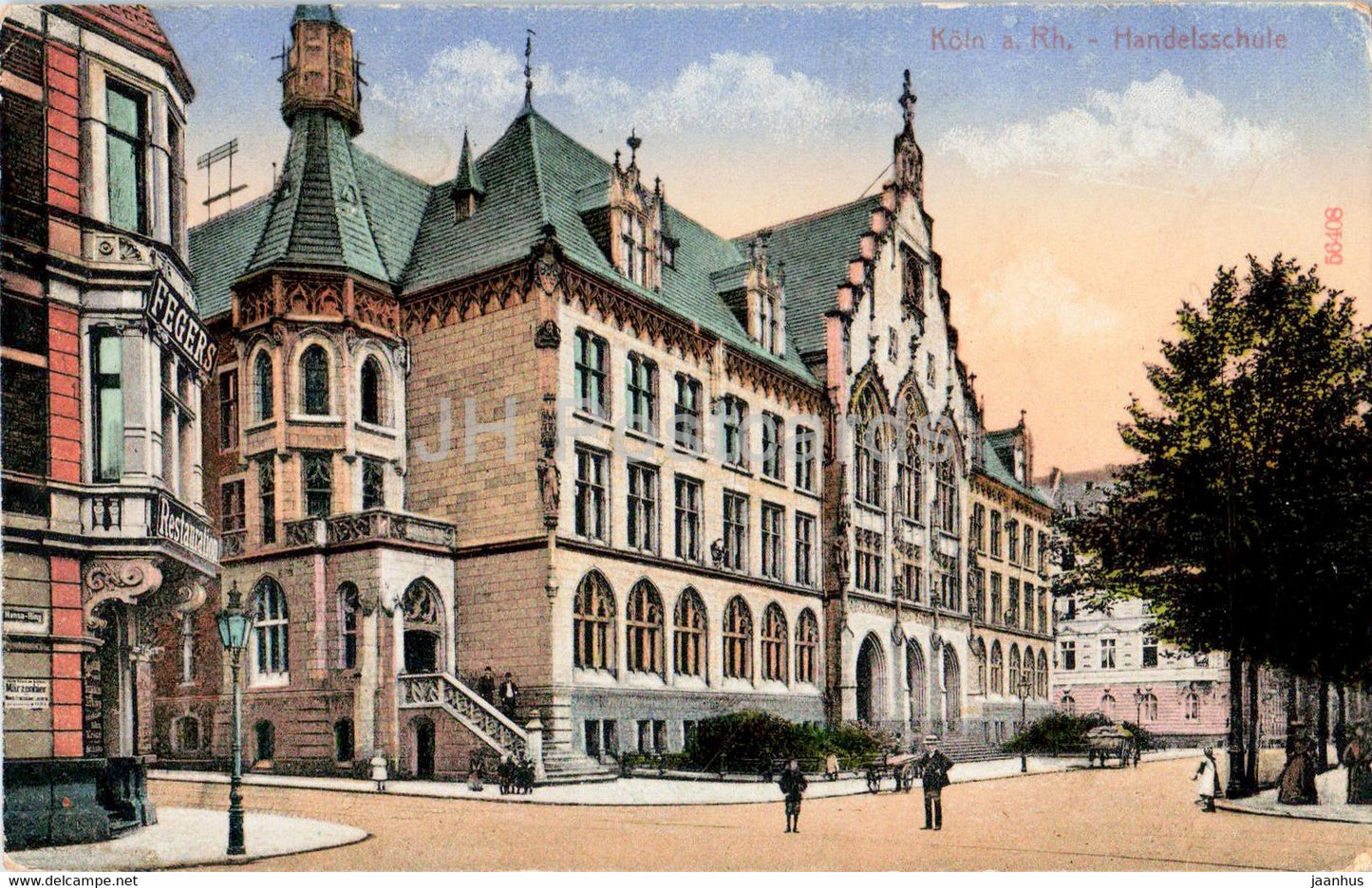 Koln a Rh - Cologne - Handelsschule - school - old postcard - Germany - used - JH Postcards
