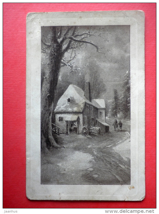 illustration - house - road - serie 391 - old postcard - unused - JH Postcards