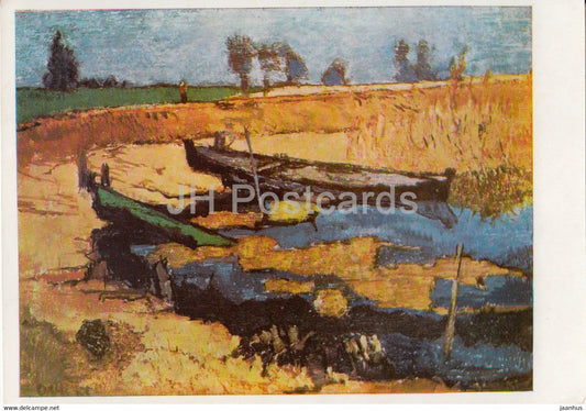 painting by Otto Niemeyer Holstein - Boote im Haff - Boats in the Baltic Lagoon - 1266 - German art - Germany - unused - JH Postcards
