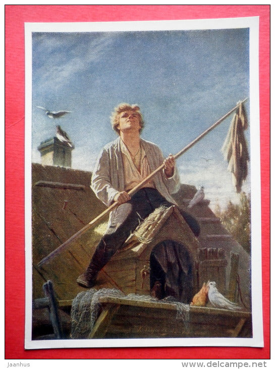 painting by Vasily Perov - Pigeon Hut , 1874 - russian art - unused - JH Postcards